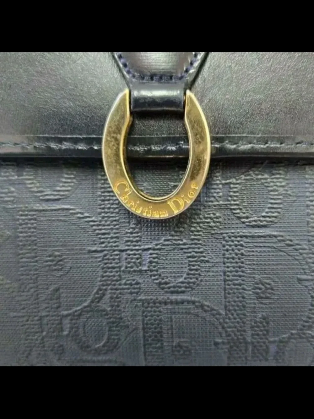 Dior Black Clutch with Gold Ring Detail